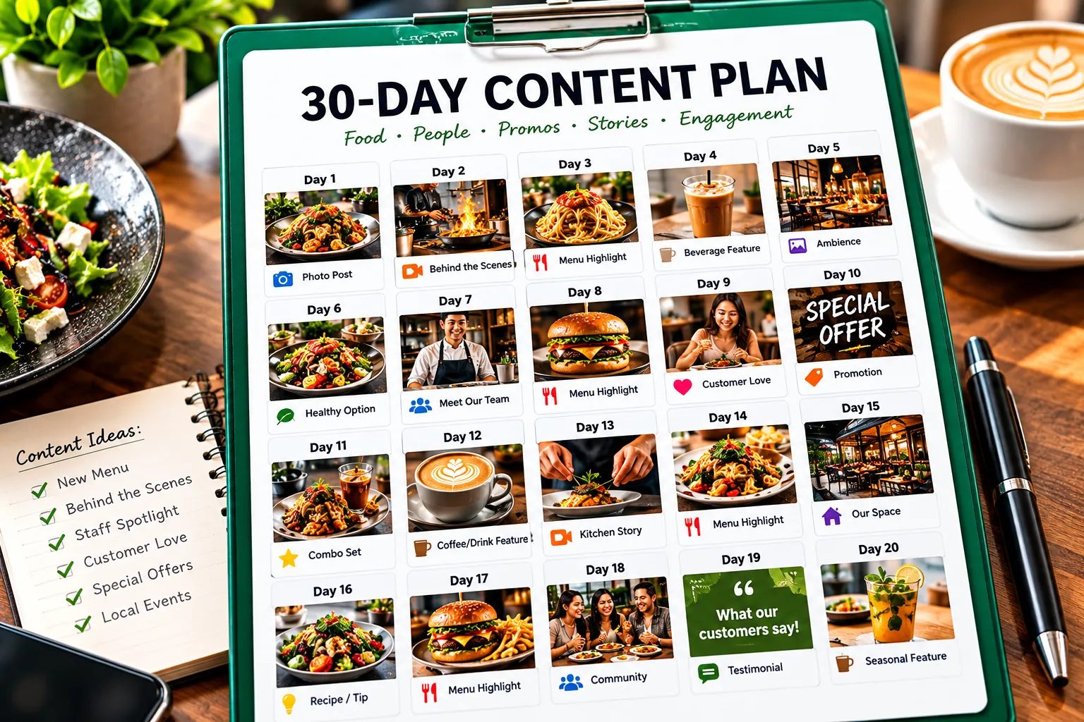 MediaSixty concept showing an organized 30-day social content plan