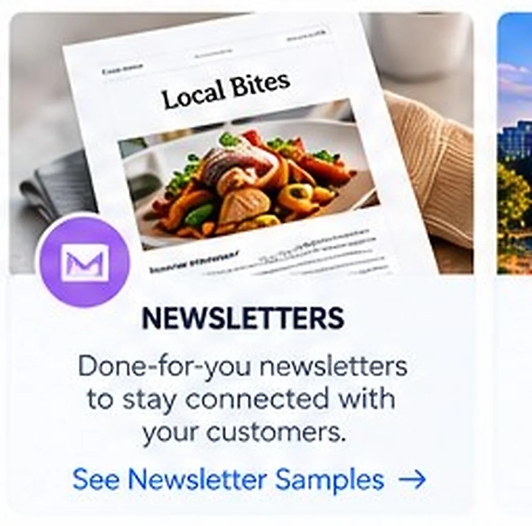 Local business email newsletter concept