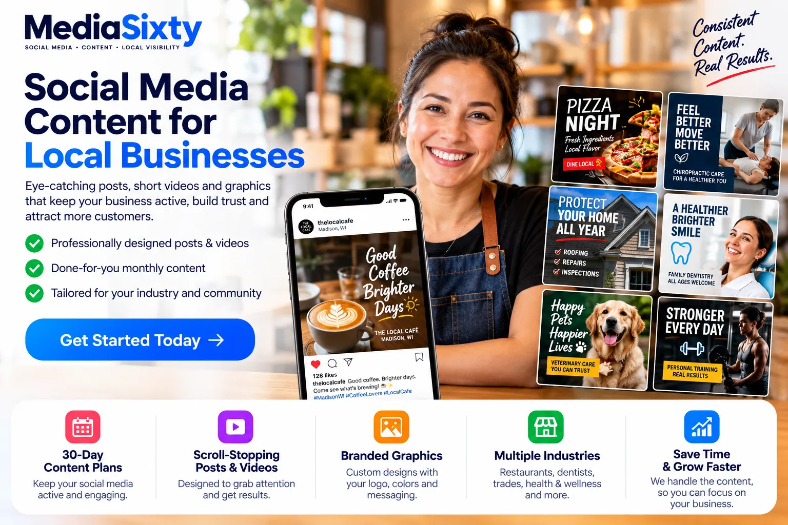 Branded social media content concept for a local restaurant