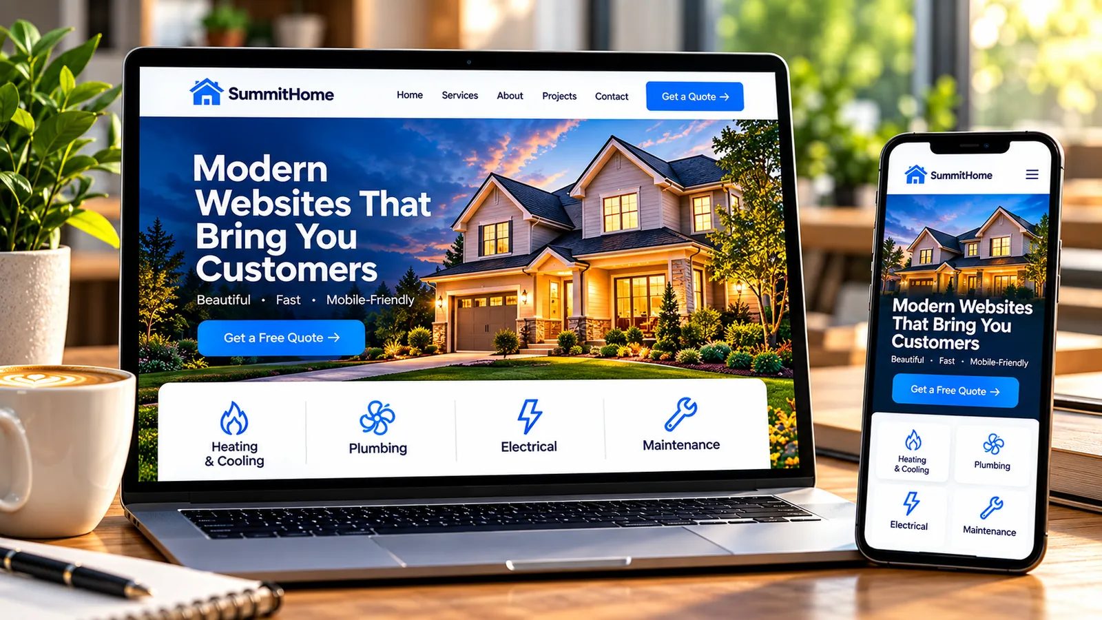 Modern mobile-friendly local service business website concept