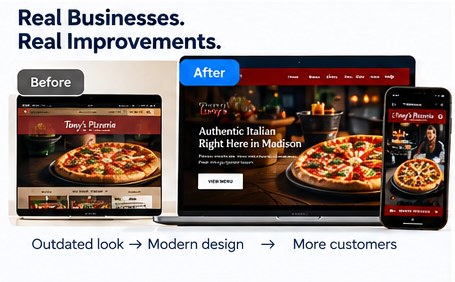 MediaSixty concept showing a local business website transformation